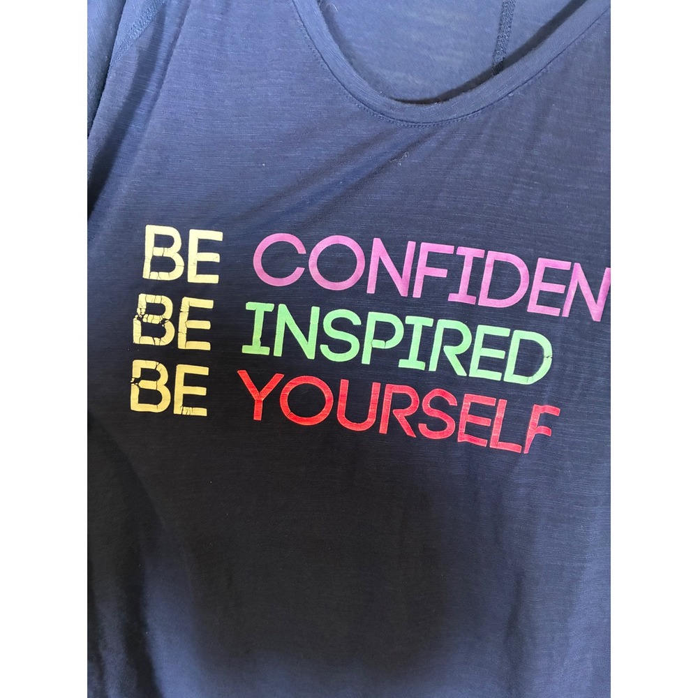Terra & Sky 2X Blue Graphic Tee Be Confident Inspired Yourself Plus Size Shirt - Picture 3 of 7